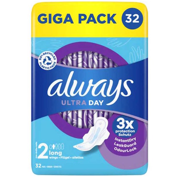 Always Ultra Day Long Wings Giga Pack 32 stk.