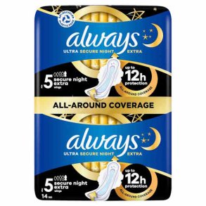 Always Ultra Secure Night Extra wings 5 14 stk.