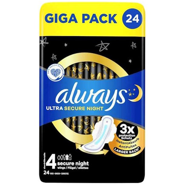 Always Ultra Secure Night Wings Giga Pack 24 stk.