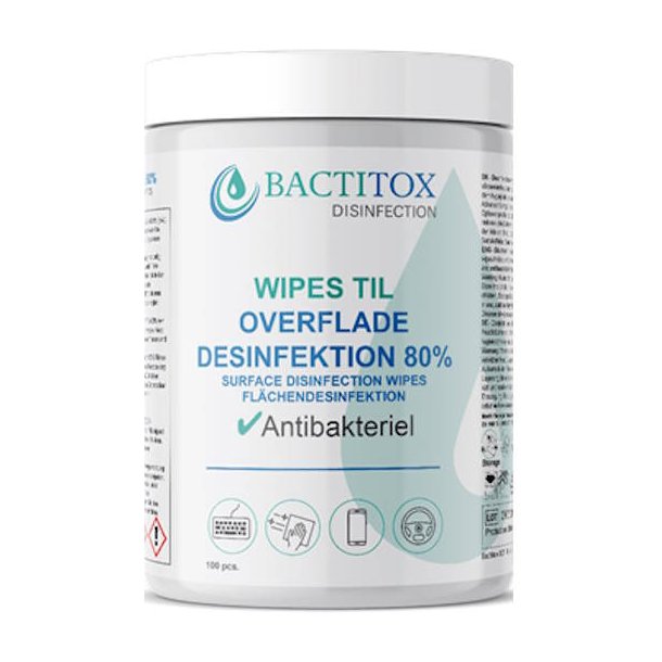 Bactitox Wipes Til Overflader 80 % 100 stk. 