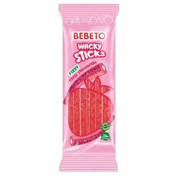 Bebeto Wacky Sticks Fizzy Crazy Strawberry 180 g