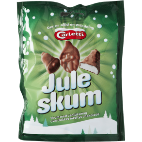 Carletti Juleskum Vaniljesmag overtrukket med lys Chokolade 60g