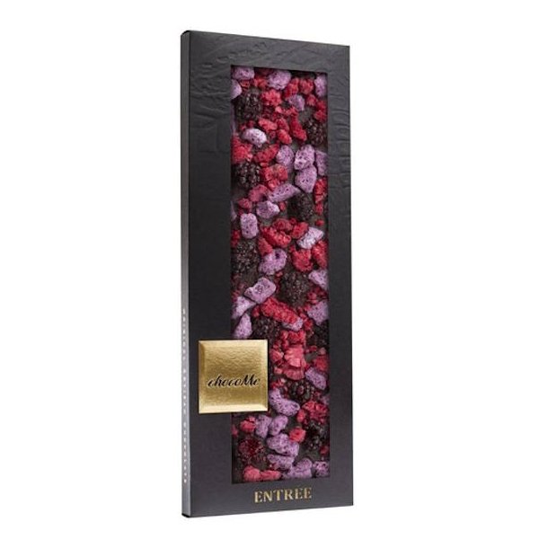 ChocoMe Luksus M�rk Chokolade med Fryset�rret Bl�b�ryoughurt, Hindb�r &amp; Solb�r 110g