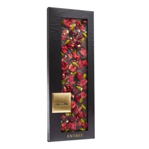 ChocoMe Luksus M�rk Chokolade med Pistacier, Rosenblade & Fryset�rret Kirseb�r 110g