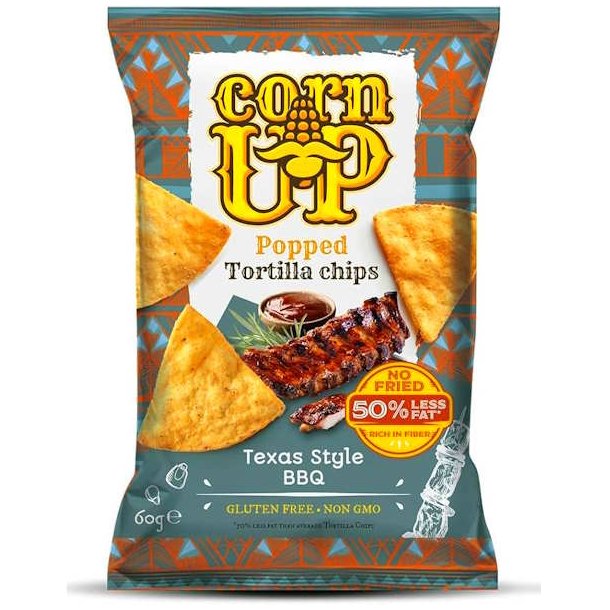 Corn Up Popped Tortilla Chips Texas Style BBQ Glutenfri 60g