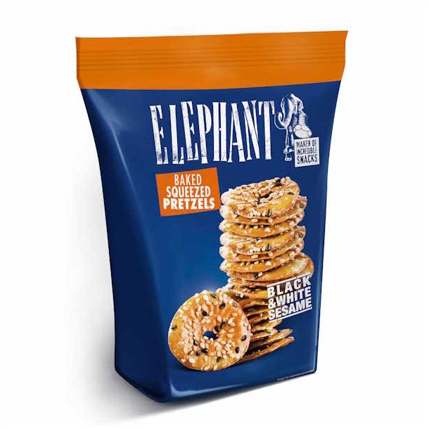 Elephant Baked Squeezed Pretzels Black &amp; White Sesame 80 g