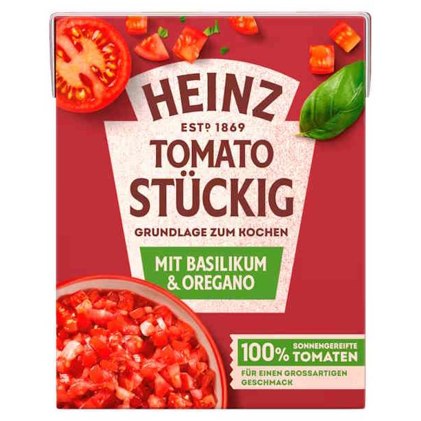 Heinz Hakkede Tomater Med Basilikum &amp; Oregano 390g