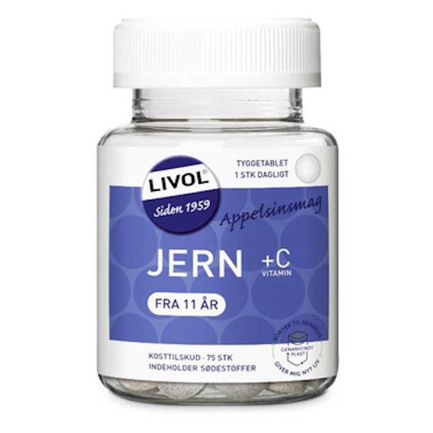 Livol Jern + C-Vitamin Appelsinsmag 75 stk.