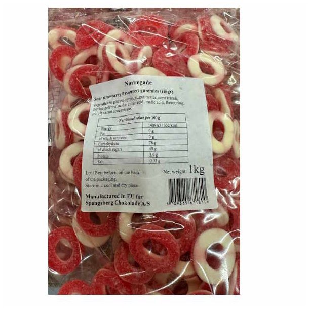 Nrregade Sour Strawberry Rings 1 kg