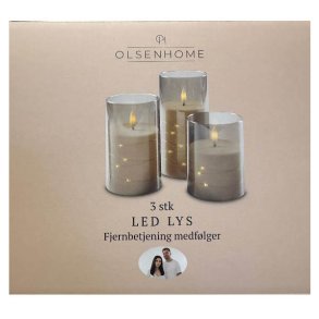 Olsenhome 3 stk. LED Lys med Fjernbetjening