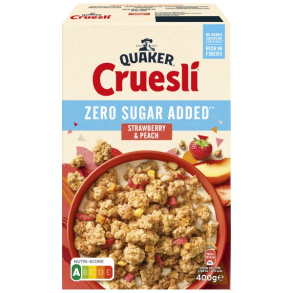 Quaker Cruesli Zero Sugar Added Strawberry & Peach 400g