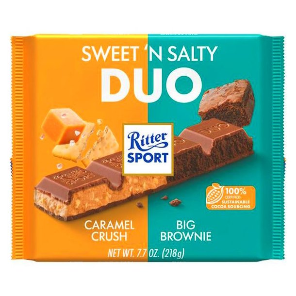 Ritter Sport Sweet &amp; Salty DUO Caramel Crush &amp; Big Brownie 218g