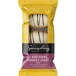 Spangsberg Marcipan�g Hindb�r & Lakrids 75g