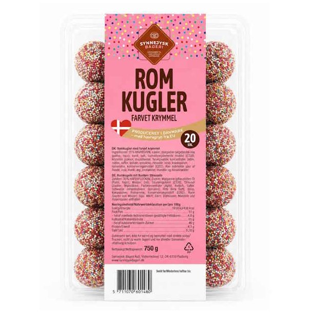 Synnejysk Bageri Romkugler Farvet Krymmel 750g