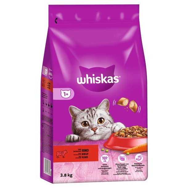 Whiskas T�rfoder Okse 3,8kg