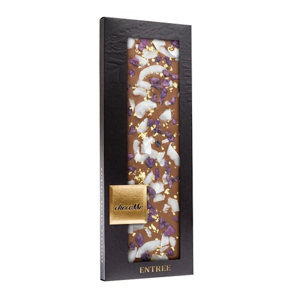 ChocoMe Luksus Lys Chokolade med Rosenblade, Kokos &amp; Guld 110g