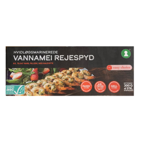 Hvidlgsmarinerede Vannamei Rejespyd 200g